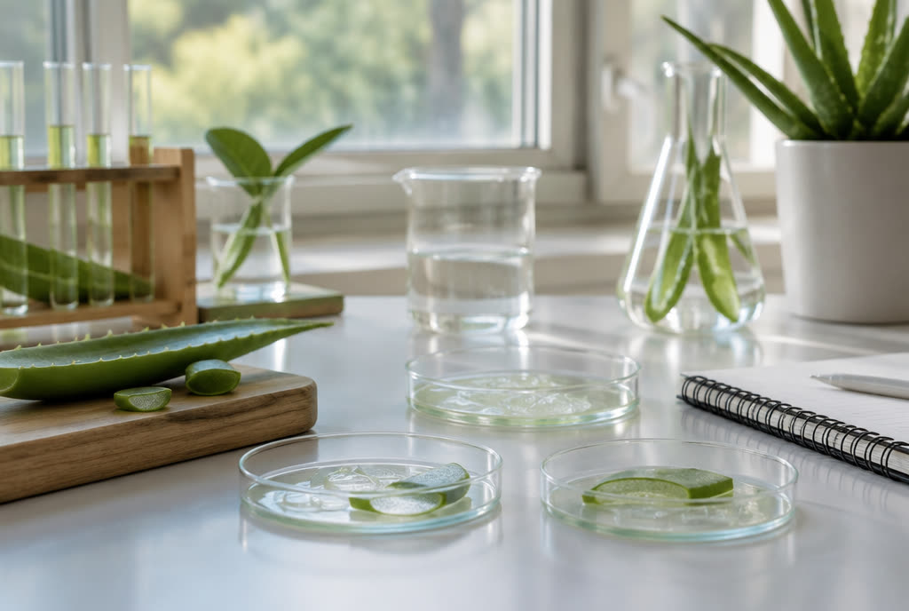 Campioni di gel di aloe in laboratorio