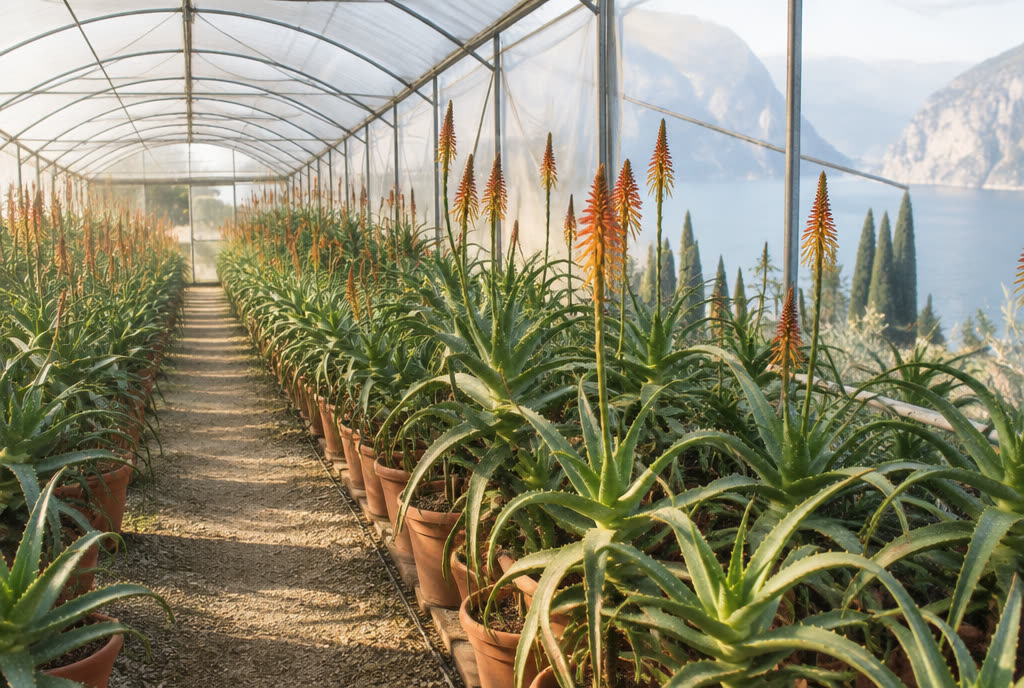 Le serre di aloe a Manerba del Garda